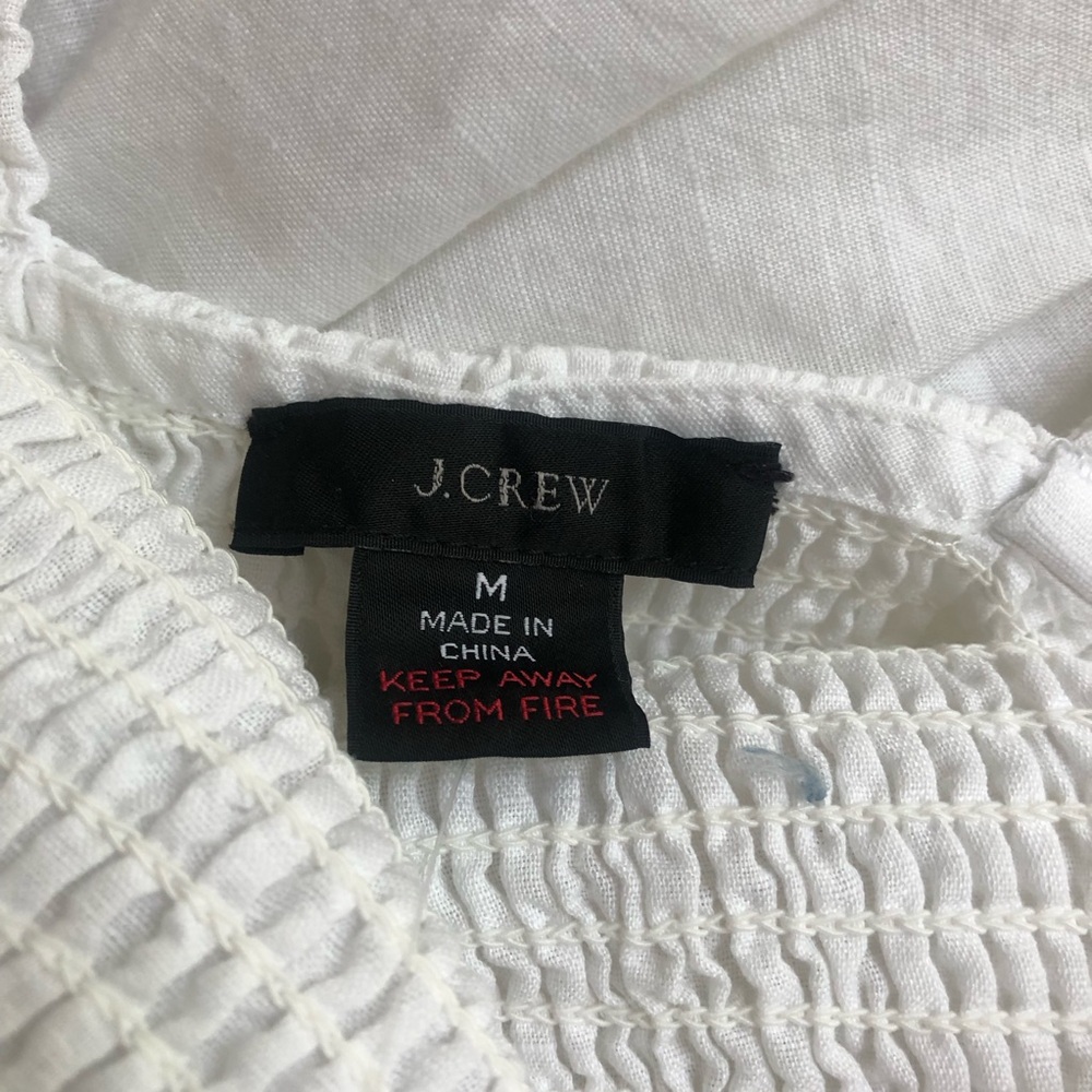 New w Tag: J Crew Smocked Beach Dress. White. Linen Cotton Blend. Size Medium - Picture 8 of 13